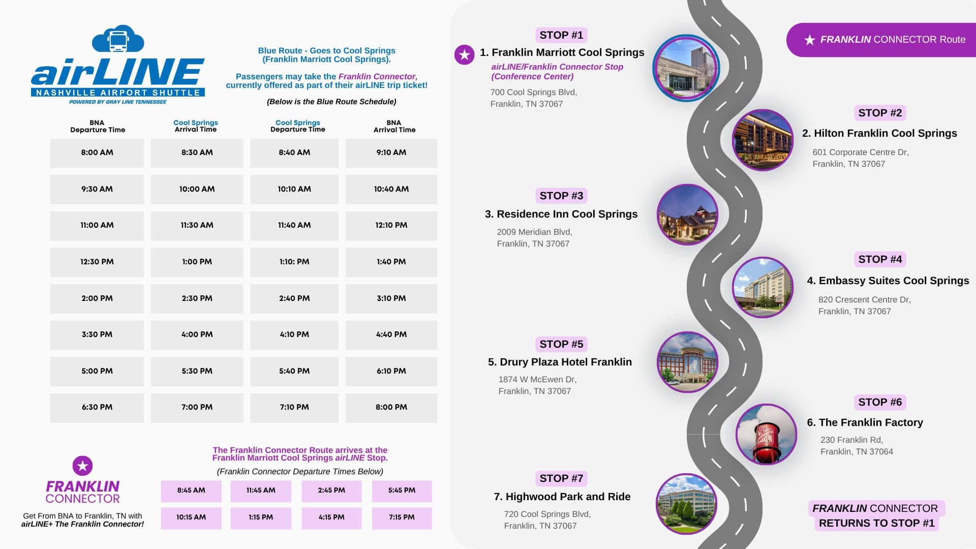 Franklin Connector Map and Schedule